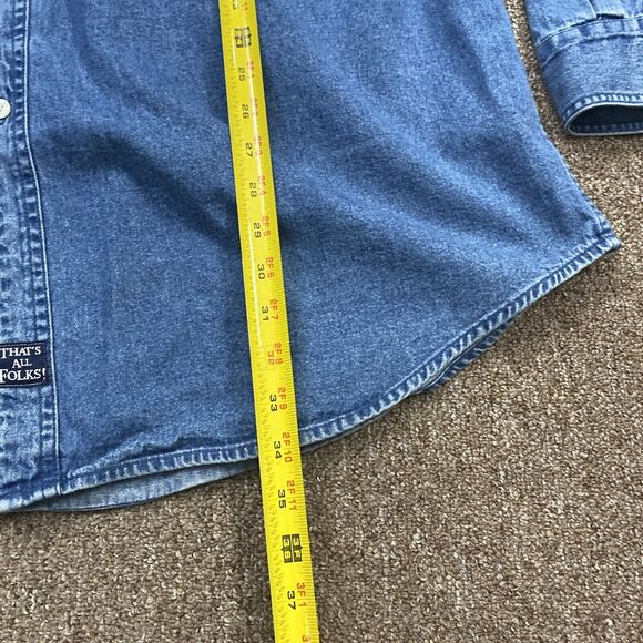 Vintage 2000 Warner Bros Taz I Don't @ Around for Nobody Button XXL Shirt Blue - Picture 2 of 9